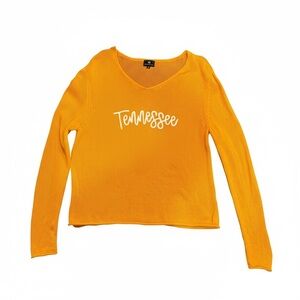 Orange Knit Sweater with White Tennessee Script